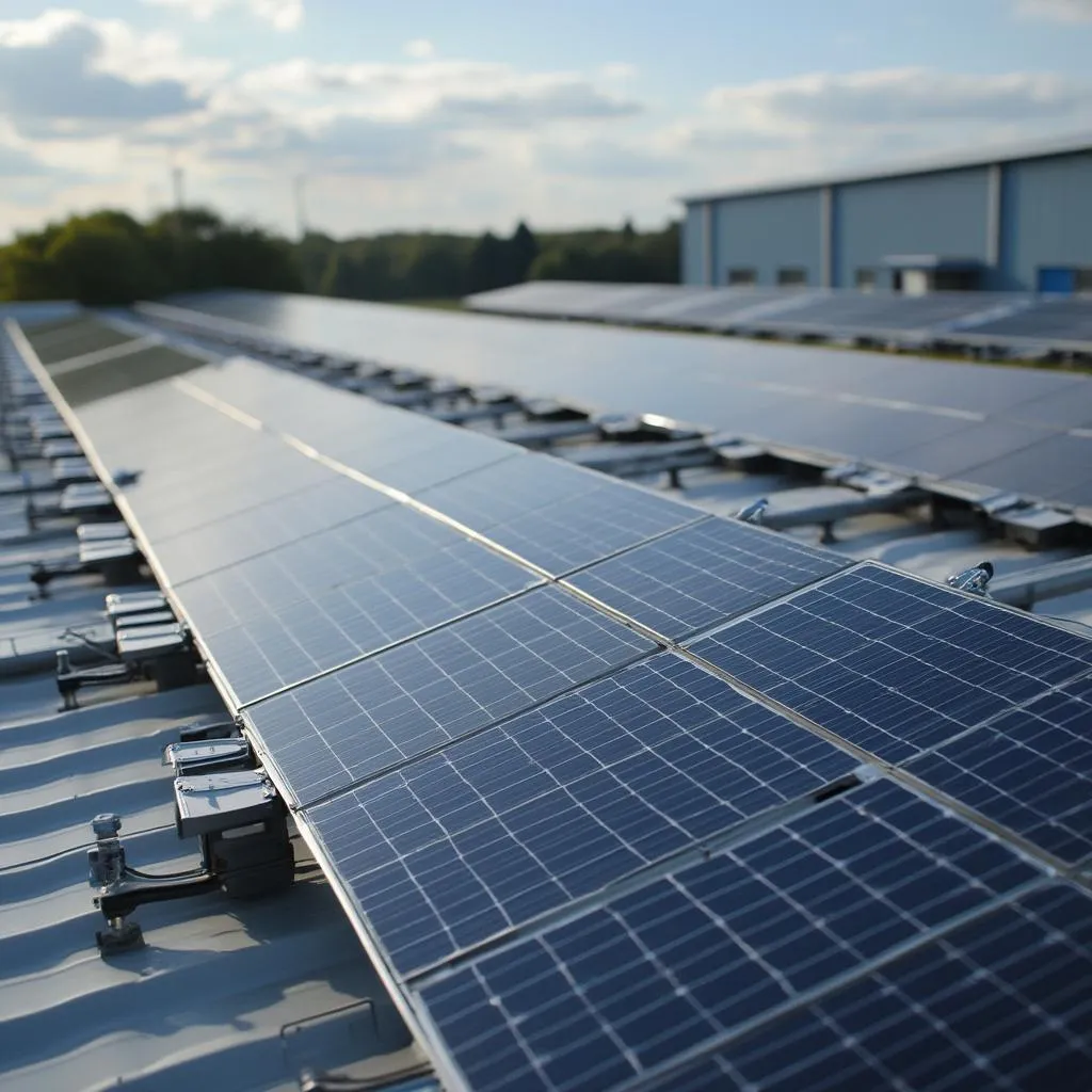 Instalación solar en techo industrial